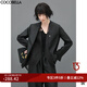 COCOBELLA設(shè)計(jì)感拼接絲光質(zhì)感西裝女秋輕奢風(fēng)氣質(zhì)OL西服SI533 黑色 S