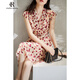clotho Rennie品牌女裝碎花連衣裙女2025夏季新款復(fù)古氣質(zhì)顯瘦V領(lǐng)短袖中長(zhǎng)裙子 碎花 M