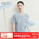 菲妮迪（FINITY）2025年夏季短袖寬松針織衫 藍(lán)色 XL