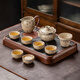 瓷牌茗茶具（cipaiming teaset）米黃汝窯手抓壺蓋碗茶具套裝家用客廳會(huì )客陶瓷泡茶整套禮盒伴手禮 米黃汝窯金銀錯手抓壺六杯10件套+千山飛鳥(niǎo)茶盤(pán)