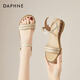 達(dá)芙妮（DAPHNE）女士涼鞋女款夏2025新款女鞋中跟透氣休閑夏天少女沙灘涼拖 米色 4cm跟 37 (235mm) 標(biāo)準(zhǔn)碼