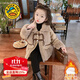 G.DUCKKIDS女童仿皮草外套秋冬裝兒童洋氣韓版加絨毛毛衣女寶寶冬季加厚棉衣 卡其色珍珠扣 100