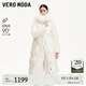 VEROMODA羽絨服24冬新款貉子毛連帽暗紋長款90絨收腰324412012 蜜乳白色 160/80A/S