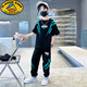 G.DUCKKIDS男童夏裝運(yùn)動套裝2025新款洋帥氣休閑中大童小男孩學(xué)生長褲韓版潮 黑色短袖套裝 160 cm