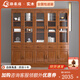 宜駱豪庭實(shí)木書柜儲(chǔ)物柜一體靠墻柜子中式客廳展示柜落地書架玻璃門文件柜 1.6米四門書柜(2+2)