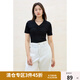 獨束大碼女裝娃娃領(lǐng)針織短袖2025夏季新品通勤時尚氣質(zhì)上衣T恤 曜石黑 L （尺碼：2）