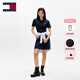 TOMMY JEANS【微彈顯瘦】25夏季女珠地棉氣質(zhì)運(yùn)動(dòng)網(wǎng)球裙POLO連衣裙20302 藏青色C1G S