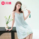 芬騰睡裙女士夏季100%純棉新中式國風(fēng)低領(lǐng)吊帶連衣裙家居服