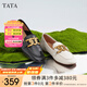 他她（TATA）樂福鞋女鞋2025夏季新款通勤平底單鞋英倫風(fēng)一腳蹬皮鞋 淺黑 37