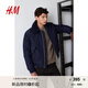 H&M男裝夾克秋季標(biāo)準(zhǔn)版型底特律時(shí)尚有領(lǐng)飛行員拉鏈外套1251882 海軍藍(lán) 180/124 XXL