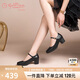 金利來(lái)（goldlion）女鞋粗跟通勤瑪麗珍鞋時(shí)尚圓頭牛皮淺口單鞋女 G662330005黑色37