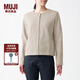 無印良品 MUJI 女式 粗棉線 天竺編織 開衫 BBJ04A1S 淺棕色 L