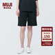 無印良品（MUJI）Labo 男女通用不易沾水雙層編織工裝短褲無性別男式女式 黑色 M （170/80A）
