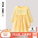 little mori小森林女童連衣裙夏兒童繡花公主裙兒童連身裙 黃色 110cm