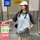 唐獅（TonLion）2025女圓領(lǐng)插肩袖字母短袖T恤WP 炭灰 L
