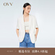 OVV2023春夏新款女裝醋酸仿麻時(shí)尚一?？坌蓍e短袖套裝西服外套 本白（凈色）10 M