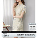 尚都比拉新中式立領(lǐng)盤扣旗袍改良版花瓣袖雪紡碎花連衣裙夏季 杏底花色 M 