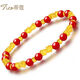蒂蔻（Tico）八方來(lái)財(cái)足金招財(cái)貔貅黃金轉(zhuǎn)運(yùn)珠手鏈女3D金紅瑪瑙手串七夕禮物