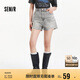 森馬（Semir）牛仔褲女寬松美式熱褲酷颯風(fēng)夏街頭毛邊短褲復(fù)古辣妹103324122010