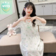 WVD國(guó)際品牌2023新款女童冰絲睡裙短袖夏季公主風(fēng)兒童家居服中大童睡衣 674:白色短袖郁金香裙子 120 cm