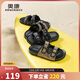 奧康（Aokang）奧康男鞋2025夏時(shí)尚格紋涼鞋軟底休閑舒適鞋黑灰偏小一碼42碼