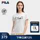 FILA 斐樂官方女子針織短袖衫2025夏新款時尚休閑簡約基礎圓領T恤 云菇白-WT L 170/88A/L
