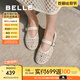 百麗（Belle）度假風(fēng)鏤空瑪麗珍鞋女2025夏新透氣平底淺口單鞋D7Q1DBQ5 米白 39 (245mm)