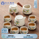蘇氏陶瓷（SUSHI CERAMICS）手柄泡茶壺功夫茶具套裝草木灰茶葉罐-茶具帶禮盒J0453