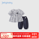 JELLYBABY森系女童套裝夏2025新款純棉兩件套中小童洋氣夏裝女寶寶夏季衣服 寶藍(lán) 90