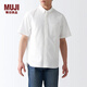 無印良品（MUJI） 男式 棉水洗牛津 紐扣領(lǐng)短袖襯衫 純棉全棉襯衣外套 ACC01C2S 白色 XS  (160/80A)