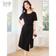 初申夏季短袖連衣裙女系帶收腰顯瘦優(yōu)雅氣質(zhì)通勤小黑裙S52Q050