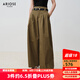 艾諾絲雅詩(shī)【商場(chǎng)同款】2025夏季新品棉尼混紡高腰闊腿休閑褲長(zhǎng)褲女40513041 苔蘚綠 S