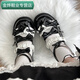 清中喬甜美百搭可愛(ài)洛麗塔鞋日系辣妹lolita鞋lo鞋松糕底doll感JK小皮鞋 黑色 35