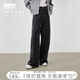 對(duì)白時(shí)髦高腰直筒牛仔褲女2024秋冬新款復(fù)古毛邊寬松休閑闊腿長(zhǎng)褲 靜謐黑 26