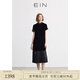 EIN言輕禮服新中式立領(lǐng)流光絲絨花邊拼接旗袍連衣裙 2025夏新款 石墨黑 L