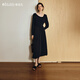 Olrain歐芮兒2025新款女裝秋季法式修身氣質(zhì)顯瘦針織黑色長袖連衣裙 黑色 M