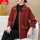 俞兆林（YUZHAOLIN）媽媽裝時(shí)尚翻領(lǐng)外套大碼呢子褂洋氣中老年女裝春季新款上衣開(kāi)衫 AAQYa103 楓葉紅 M  建議90-105斤