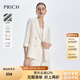 PRICH【醋酸】時(shí)尚復古雙排扣七分袖西裝夏寬松休閑通勤外套女 64奶油色西裝 L 165
