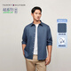 Tommy Hilfiger【免燙肌理】春夏男裝商務(wù)休閑通勤純色長袖襯衫外套 深藍(lán)色 M