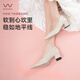 吳大叔【紅云鞋】2025新不累腳粗跟單鞋百搭真皮高跟鞋通勤尖頭女鞋