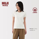 無(wú)印良品（MUJI）女式 涼感防汗?jié)n圓領(lǐng)短袖T恤上衣打底衫休閑25年夏季涼感物語(yǔ)女裝 白色 M (160/84A)