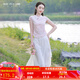 煙花燙國風(fēng)白色褲子女夏2025新款復(fù)古寬松遮肉顯瘦闊腿休閑褲ZG 沫粉 白色（闊腿褲） XL