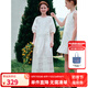 ELLE KIDS童裝 法式棉布繡花連衣長(zhǎng)裙女童夏季新款度假風(fēng)中袖裙子 本白色 165 (M)