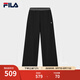 FILA 斐樂(lè)官方女士針織長(zhǎng)褲2025夏季新款時(shí)尚簡(jiǎn)約基礎(chǔ)休閑直筒YODAR褲 正黑色-BK XL 175/74A/XL