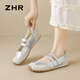 ZHR運動(dòng)瑪麗珍鞋甜美芭蕾雙帶淺口透氣平底舒適單鞋女 BY10銀色38