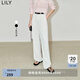 LILY夏新款女裝時(shí)尚都市通勤款顯瘦高腰垂墜感直筒西式休閑褲 604米白 M