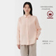 無印良品（MUJI）女式 漢麻水洗襯衫領長袖襯衫女士襯衣外套外衣 25年夏季女裝上衣 淺粉紅色 M （160/84A）