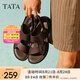 他她（TATA）真皮復古涼鞋男款軟底沙灘鞋休閑涼鞋夏季新款73X01BL5 啡色 41