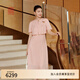 EP雅瑩高端系列 重磅真絲花羅花邊收腰連衣裙裙子春夏商場(chǎng)同款4628A 粉紅 L