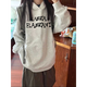魯雅爾設計感字母印花連帽衛(wèi)衣女秋季新款帽衫復古潮流重磅寬松外套情侶 白灰色 常規(guī)款 L